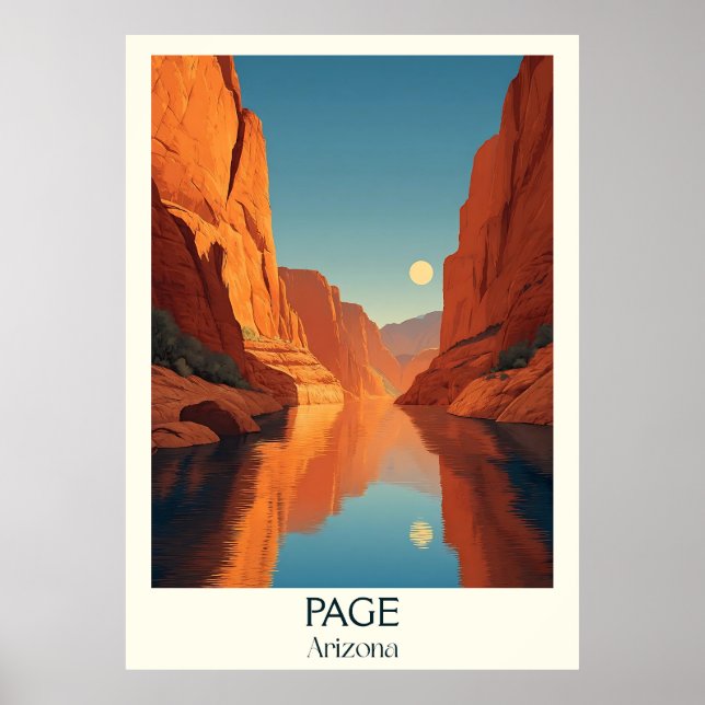 Page Arizona Vintage Travel Poster | Retro Horsesh (Front)