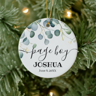 page boy eucalyptus Wedding Keepsake Ceramic Tree Decoration