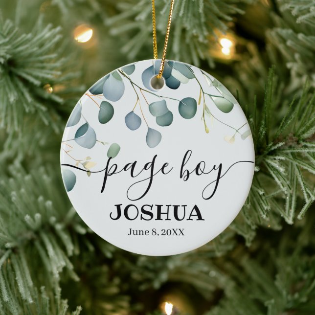 page boy eucalyptus Wedding Keepsake Ceramic Tree Decoration (Tree)