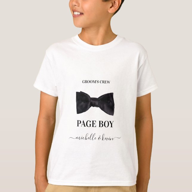 Page Boy Wedding Party Wedding Black & White T-Shirt (Front)