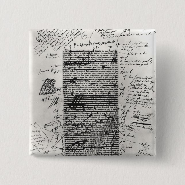 Page from one of Balzac's works 15 Cm Square Badge (Front)
