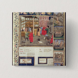 Page from the 'Canon of Medicine' by Avicenna 15 Cm Square Badge