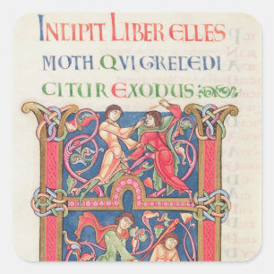 Page from the Winchester Bible, c.1150-80 Square Sticker