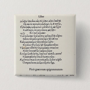 Page of Greek Epigrams by Angelo Poliziano, 1498 15 Cm Square Badge