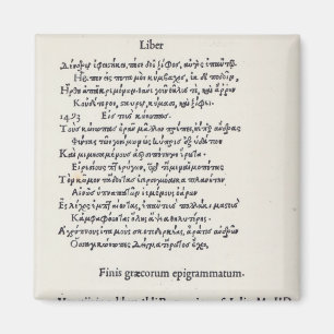 Page of Greek Epigrams by Angelo Poliziano, 1498 Magnet