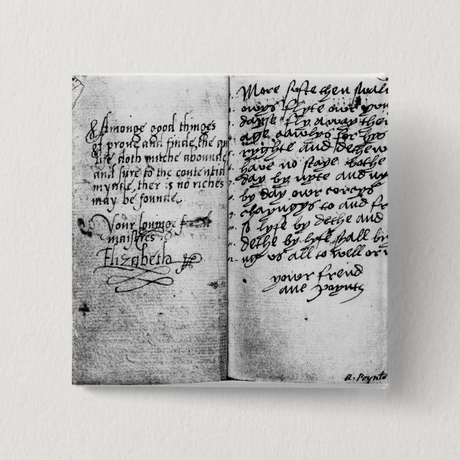 Page of manuscript 15 cm square badge (Front)