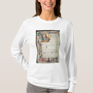 Page of musical notation with a historiated T-Shirt