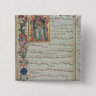 Page of musical notation with historiated 15 cm square badge