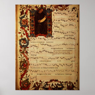 Page of Musical Notation with historiated Poster