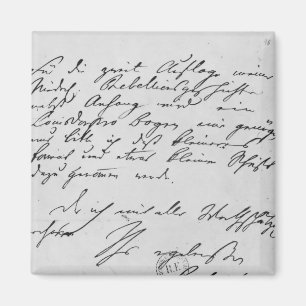 Page of text with his signature magnet