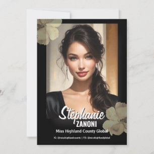 Pageant Autograph Card Black Gold Floral Luxury