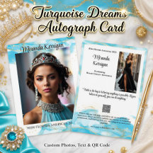 Pageant Autograph Card Blue Sparkle Glitter Design