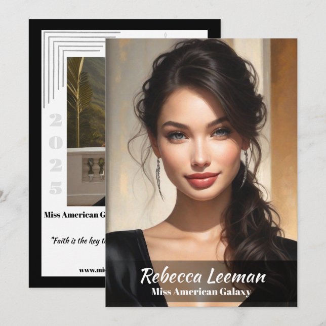 Pageant Autograph Card Framed Photo Layout (Front/Back)