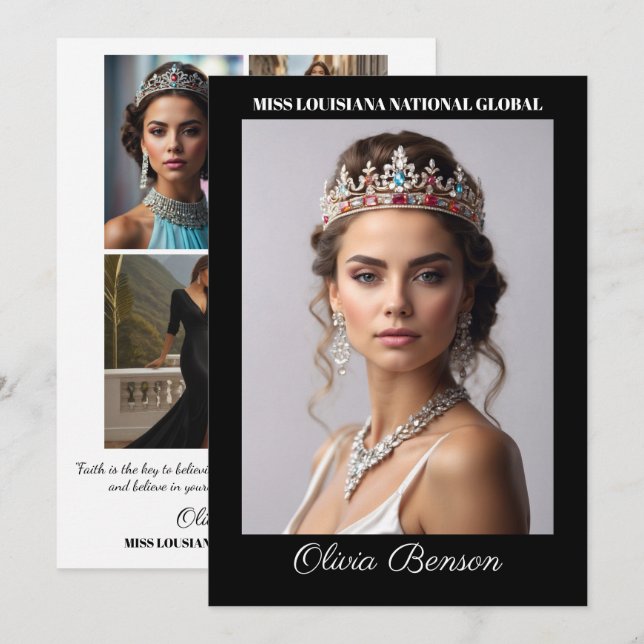 Pageant Autograph Card - Photo Collage Layout (Front/Back)