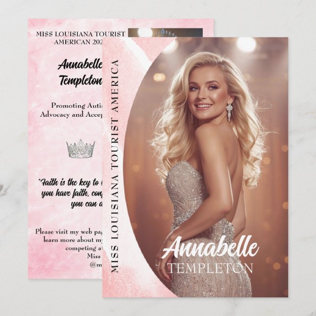 Pageant Autograph Card Pink Ice Pageant Platform (Front/Back)