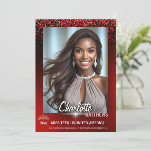 Pageant Autograph Card Red Glimmer Style