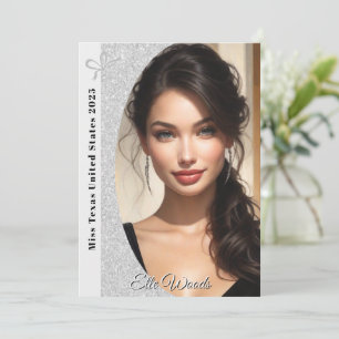 Pageant Autograph Cards Silver Glitter Pageant Bow
