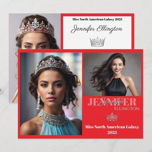 Pageant Autograph Comp Cards Red Border Card (Front/Back)