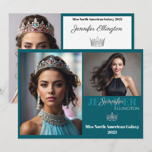 Pageant Autograph Comp Cards Teal Border Card