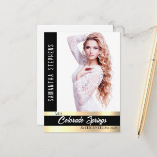Pageant Autograph Postcard Black & Gold Shiny