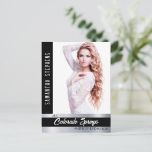 Pageant Autograph Postcard Black & Silver Shiny