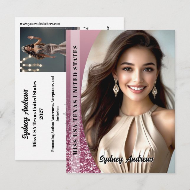 Pageant Autograph Postcard Sparkle Card Pageants (Front/Back)