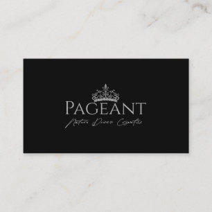 Pageant Black and white crown & typography Business Card