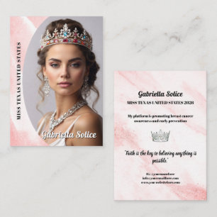 Pageant Business Card Pink Ice Platform Promo
