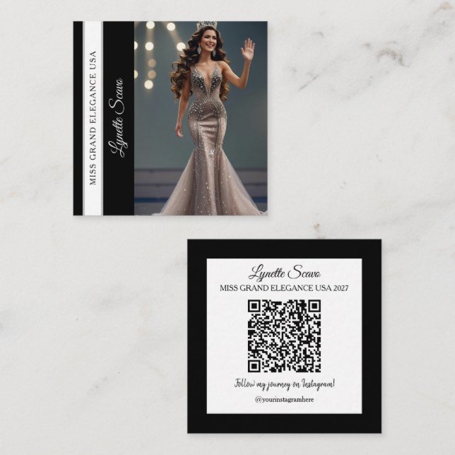 Pageant Business Card QR Code Sash Calling Card (Front/Back)
