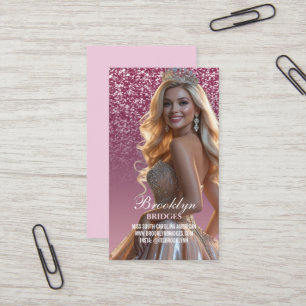 Pageant Business Cards Berry Sparkle Cutout Photo