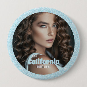 Pageant Button Pin Aqua Glitter Glitz