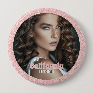 Pageant Button Pin Photo with Glitter Background