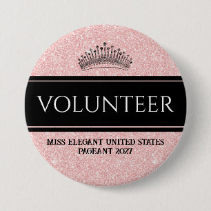 Pageant Button Pin Rose Gold Sash Volunteer Button