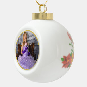 Pageant Christmas poinsettia Personalised Photo Ceramic Ball Christmas Ornament