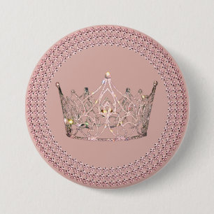 Pageant Crown Button - Rose Gold Glam