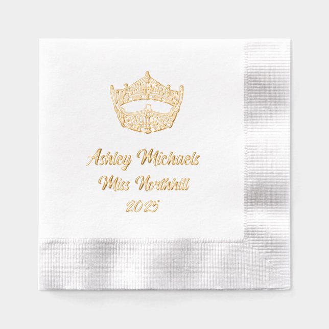 Pageant Crown Custom  Foil Napkins (Front)