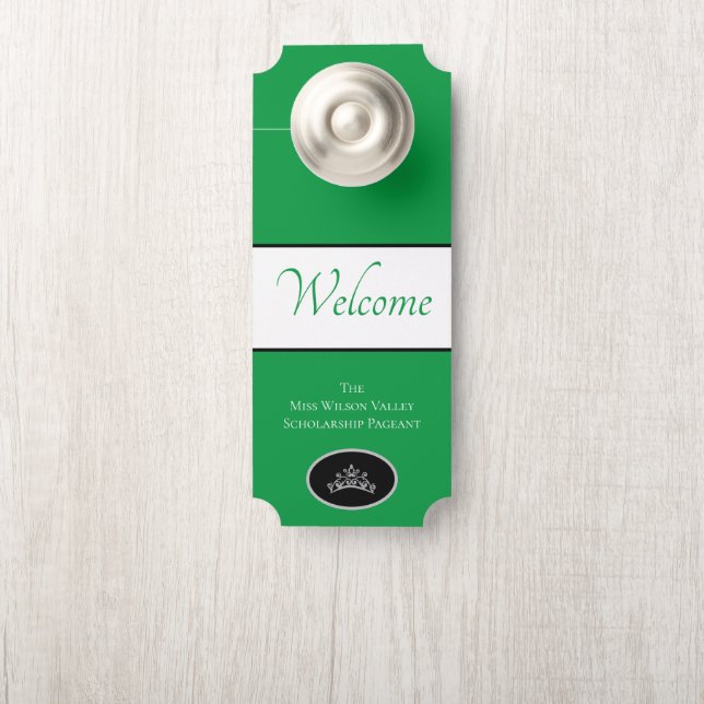 Pageant Crown Door Hanger Welcome Custom Name (On Knob)