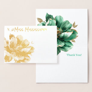 Pageant Crown & Magnolia Gold Foil Thank You Card