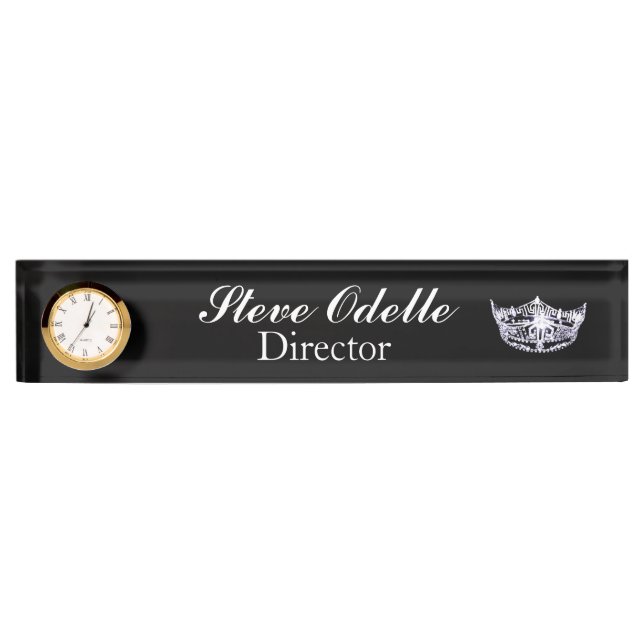 Pageant Custom Clock Desk Nameplate (Front)