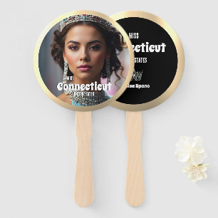 Pageant Fan Waver   Black and Gold Shiny Fan Waver