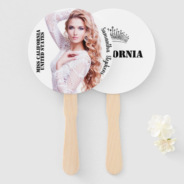 Pageant Fan Waver Minimal Style Contestant Support (Front and Back)