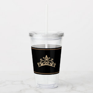 Pageant Gold Tiara Crown Acrylic Tumbler