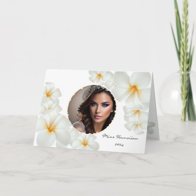 Pageant Greeting Card-Plumeria Custom Announcement (Front)