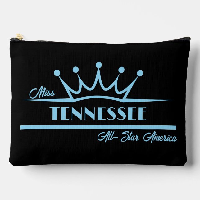 Pageant Makeup Case Blue and Black Pageants Accessory Pouch (Front)