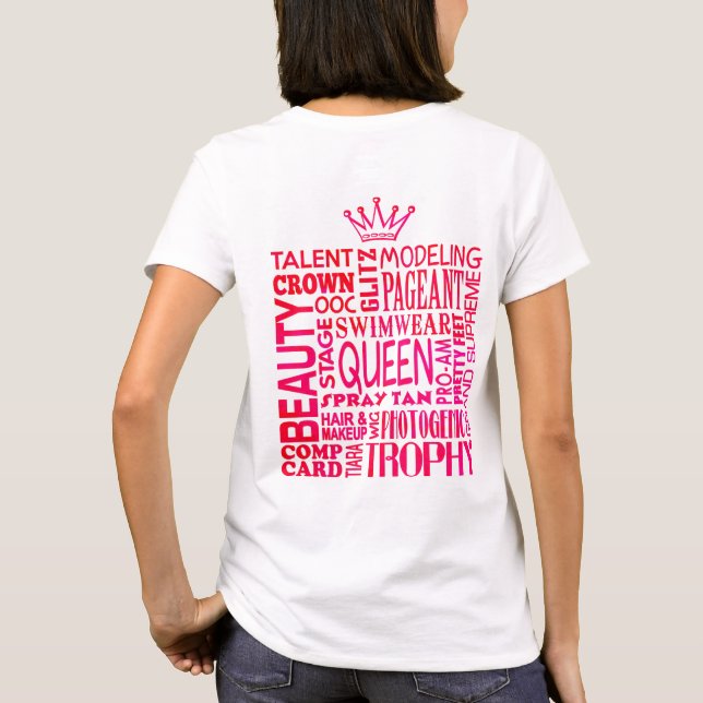 Pageant Mum - Pink Beauty Pageant Words T-Shirt (Back)