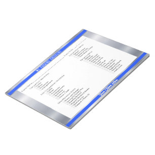 Pageant Packing Checklist Royal Blue and Silver Notepad