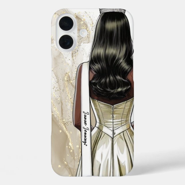 Pageant Phone Case Golden Sparkle Pageant Queen (Back)