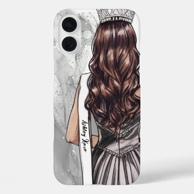Pageant Phone Case Silver Glam Glitter Pageants (Back)