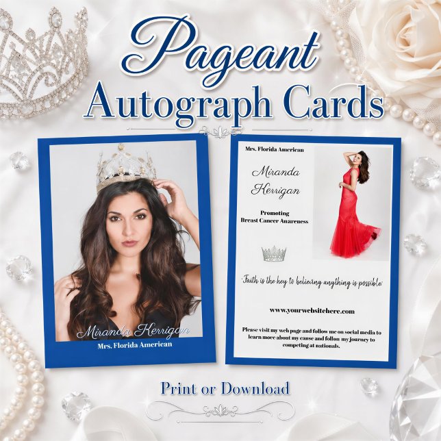 Pageant Photo Autograph Card Border Template (Create your own pageant autograph cards using this elegant template, add your photos, logo, and text)