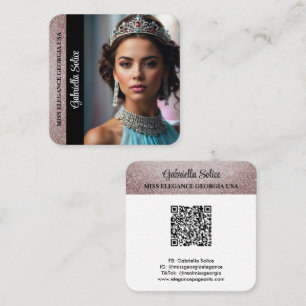 Pageant Photo Calling Card Glam Glitter QR Code